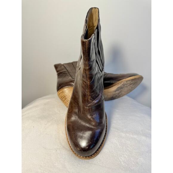 Eileen Fisher Oxblood Brown Leather Booties Ankle Boots 10 - Picture 3 of 8